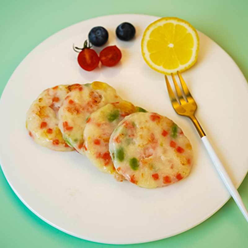 彩蔬鲜虾饼